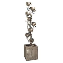 Abstract Floral Cascading Metal Tower Garden Fountain
