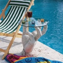 At Your Service Glass-Topped Plant Stand