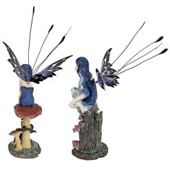 Pepperwand Fairy Statues -Garden Plant Store Azure and Sapphire the Pepperwand Fairy Statues Rear View 92046.1637576689
