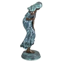 Bare Shouldered Maiden Windblown Statue -Garden Plant Store Bare Shouldered Maiden Windblown Statue Bronze Side View 95926.1637291070