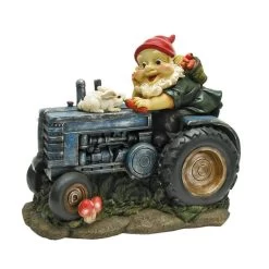 Bunny Tractor Garden Gnome Statue