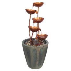 Copper Falls Cascading Garden Fountain -Garden Plant Store Copper Falls Cascading Garden Fountain Side View 25083.1629229794
