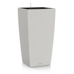 LECHUZA Cubico Cottage Tall Square Planter -Garden Plant Store Cubico Cottage Tall Square Planter in Light Gray 29856.1636648299