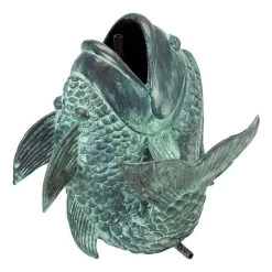 Dancing Asian Fish Bronze Spitting Garden Statues -Garden Plant Store Dancing Asian Fish Bronze Spitting Garden Statues Side View 58509.1636141661