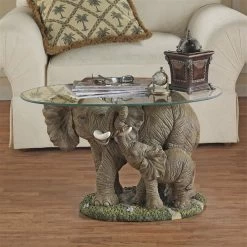 Elephant's Majesty Glass-Topped Plant Stand