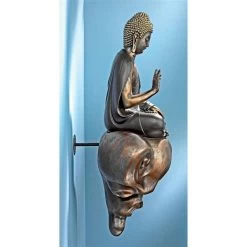 Enlightened Buddha Cloud Wall Sculpture -Garden Plant Store Enlightened Buddha Cloud Wall Sculpture Side View Hung Up 66986.1629299651