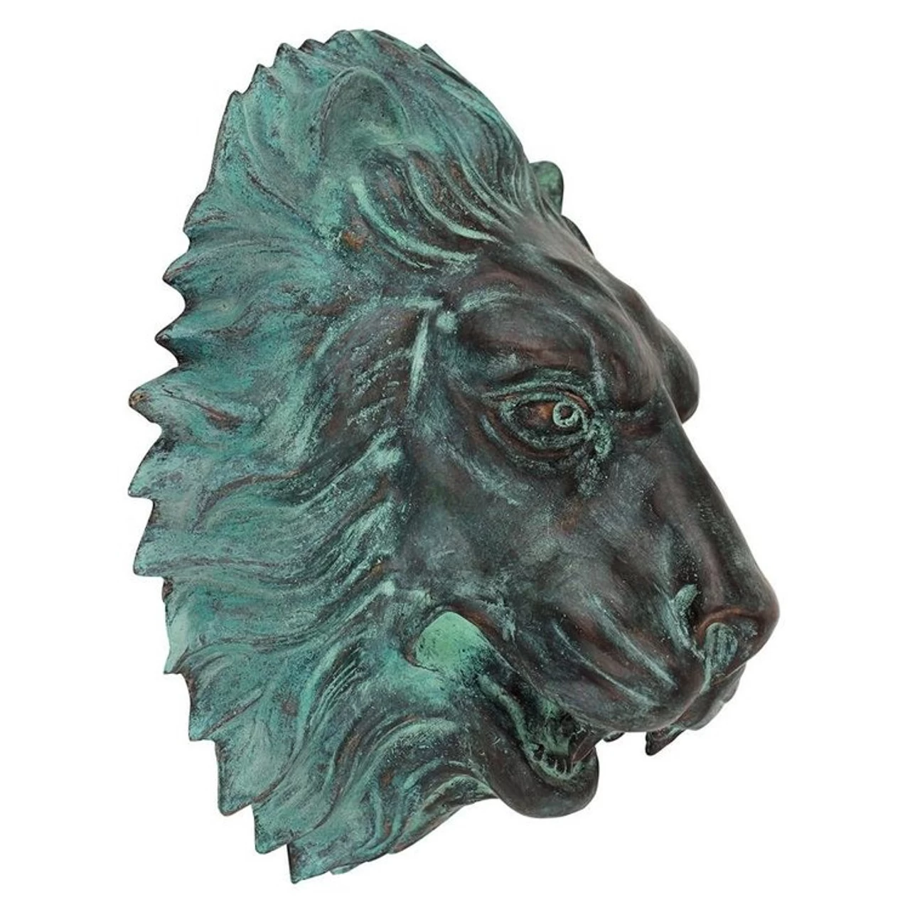 Florentine Lion Head Spouting Bronze Garden Wall Sculpture - Image 2