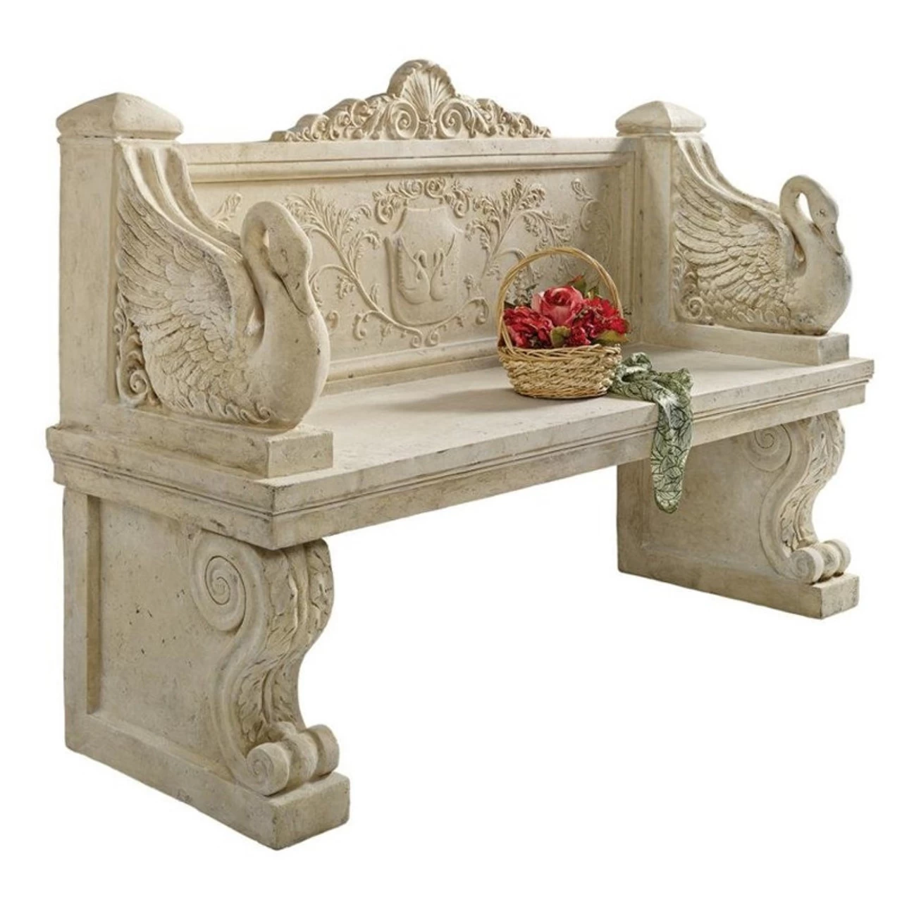 Giant Neoclassical Swan Garden Bench 3 Giant Neoclassical Swan Garden Bench