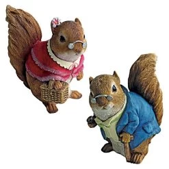 Grandmother And Grandfather Squirrel Statues