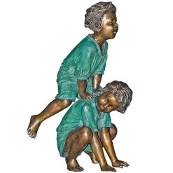Leap Froggin Playing Boys Bronze Statue