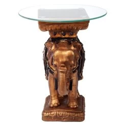Maharajah Elephant Glass-Topped Plant Stand -Garden Plant Store Maharajah Elephant Glass Topped Plant Stand Front View 84616.1629081536