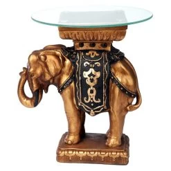 Maharajah Elephant Glass-Topped Plant Stand -Garden Plant Store Maharajah Elephant Glass Topped Plant Stand Side View 37849.1629081531