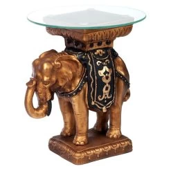 Maharajah Elephant Glass-Topped Plant Stand