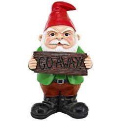 Attitude Unwelcome Garden Gnome Statue -Garden Plant Store Mr. Bad Attitude Unwelcoming Garden Gnome Statue front view 96665.1654576008