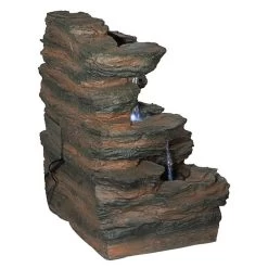 Ramrod Bluffs Cascading Waterfall Illuminated Tabletop Water Fountain -Garden Plant Store Ramrod Bluffs Cascading Waterfall Illuminated Tabletop Water Fountain Corner View 35086.1629166428