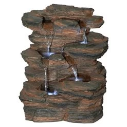 Ramrod Bluffs Cascading Waterfall Illuminated Tabletop Water Fountain