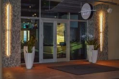 San Jose Tall Ribbed Round Planters -Garden Plant Store San Jose Tall Ribbed Round Planters at Restaurant Entryway Outdoors 05641.1639001152