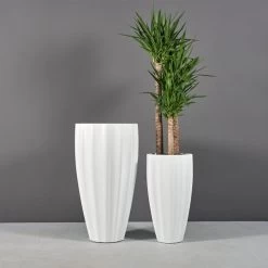 San Jose Tall Ribbed Round Planters