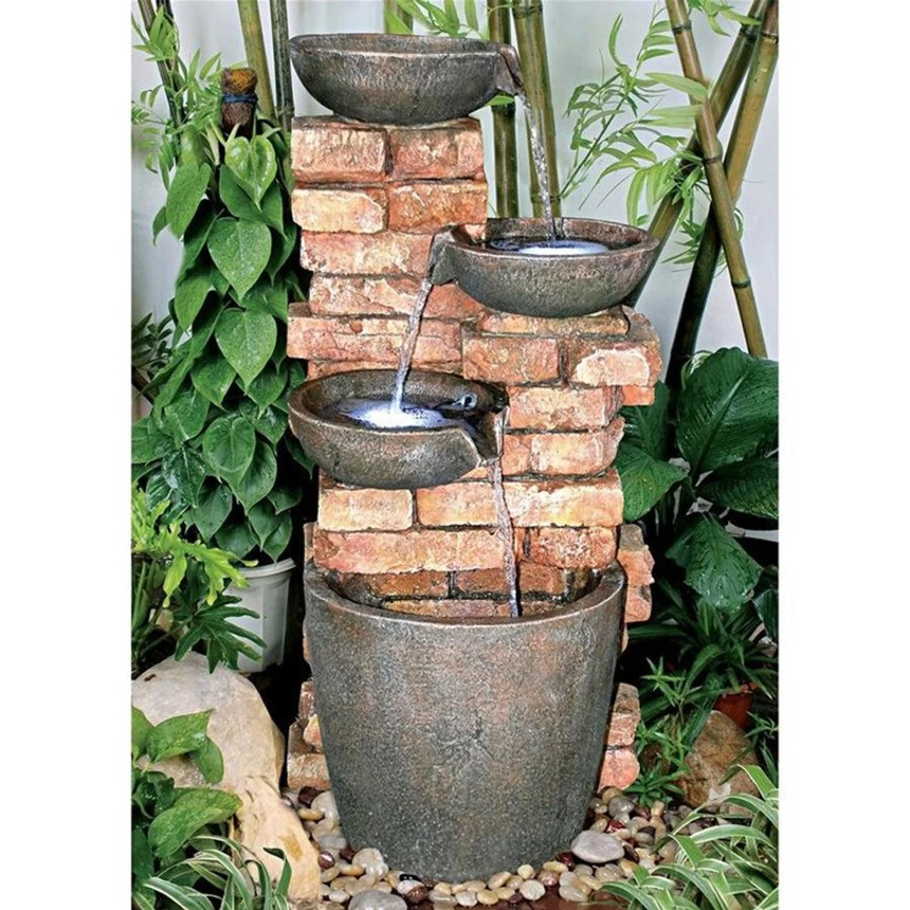 Stacked Bricks Cascading Garden Fountain 3 Stacked Bricks Cascading Garden Fountain