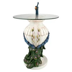 Staverden Castle Peacock Glass Top Plant Stand -Garden Plant Store Staverden Castle Peacock Glass Top Plant Stand Rear View 52507.1629081434