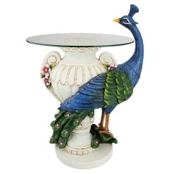 Staverden Castle Peacock Glass Top Plant Stand -Garden Plant Store Staverden Castle Peacock Glass Top Plant Stand Side View 56421.1629081431