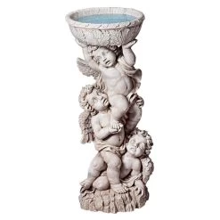 Three Cherubs With Garden Urn Planter Sculpture