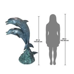 Twin Dolphins In Tandem Bronze Garden Statue 9 Twin Dolphins In Tandem Bronze Garden Statue -Garden Plant Store Twin Dolphins in Tandem Bronze Garden Statue Dimensions 52889.1636883553