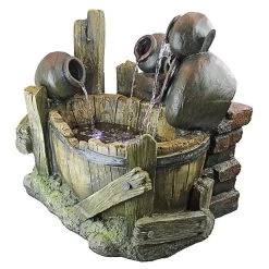 Urns And Barrel Cascading Waterfall Illuminated Garden Fountain -Garden Plant Store Urns and Barrel Cascading Waterfall Illuminated Garden Fountain Other Side 12566.1629302435