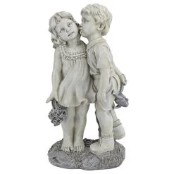 Young Sweethearts: Kissing Children Garden Statue 12 Young Sweethearts: Kissing Children Garden Statue -Garden Plant Store Young Sweethearts Kissing Children Garden Statue Front View 33570.1631820764