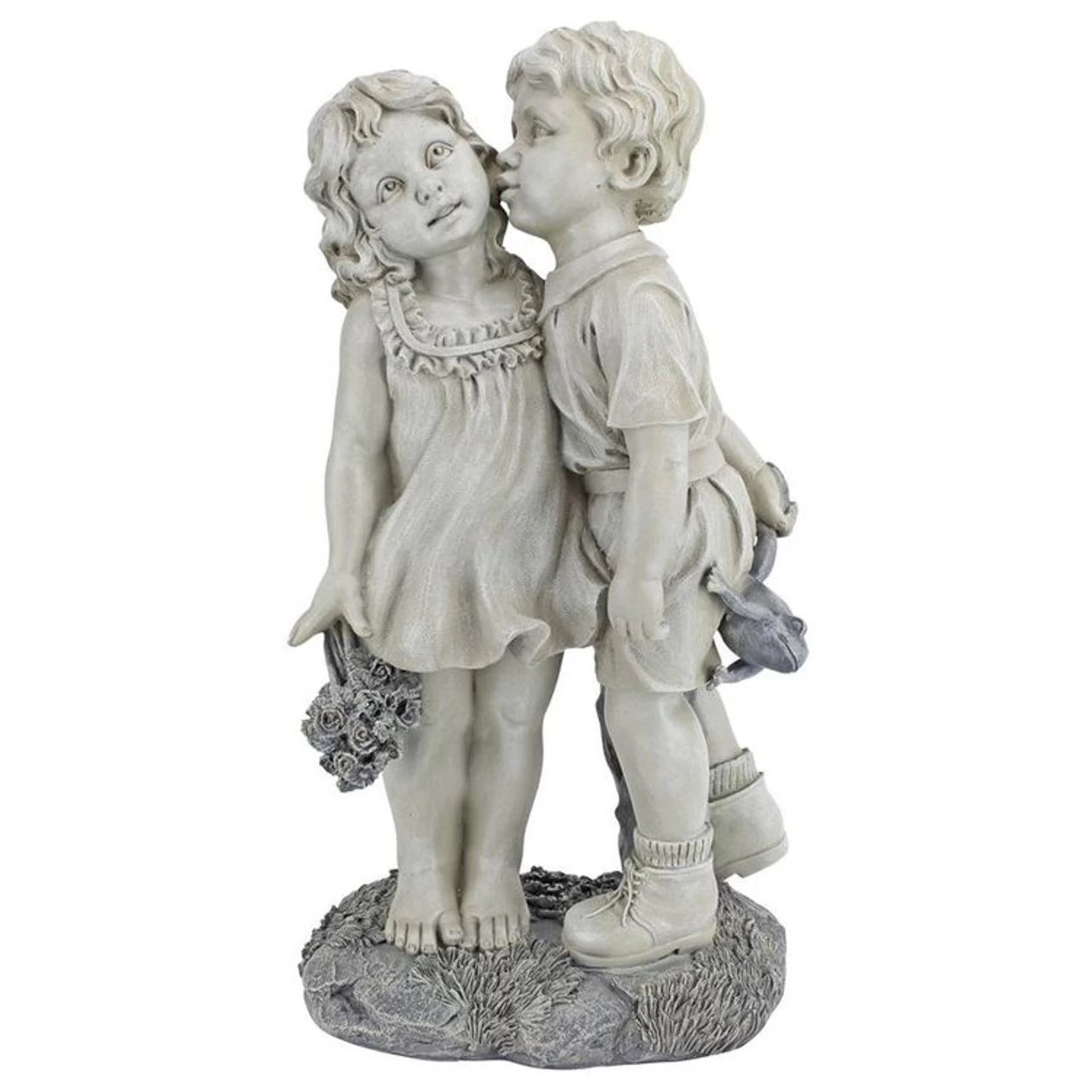 Young Sweethearts: Kissing Children Garden Statue 6 Young Sweethearts: Kissing Children Garden Statue - Image 4