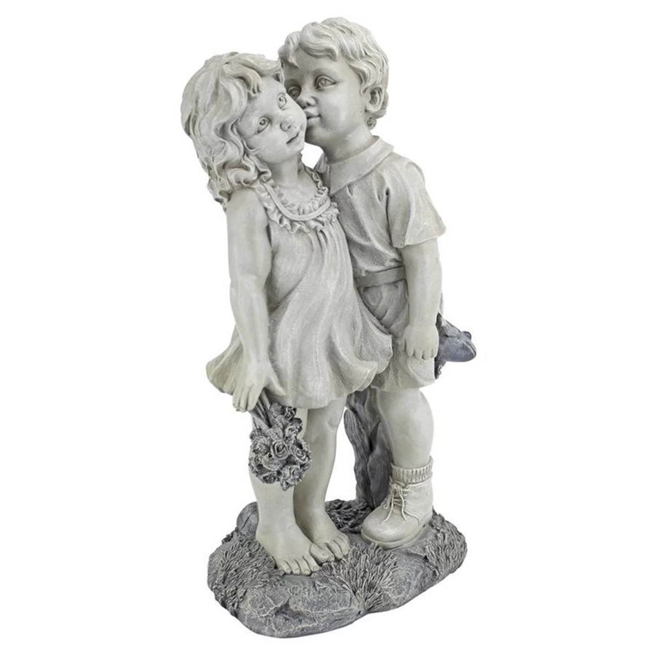 Young Sweethearts: Kissing Children Garden Statue 5 Young Sweethearts: Kissing Children Garden Statue - Image 3